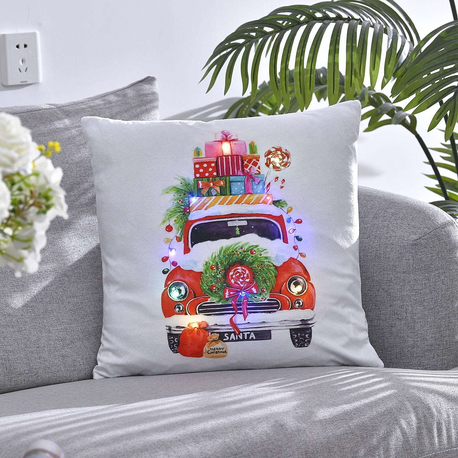 Tjc Polyester Decorative Cushion Cover - Red & Beige