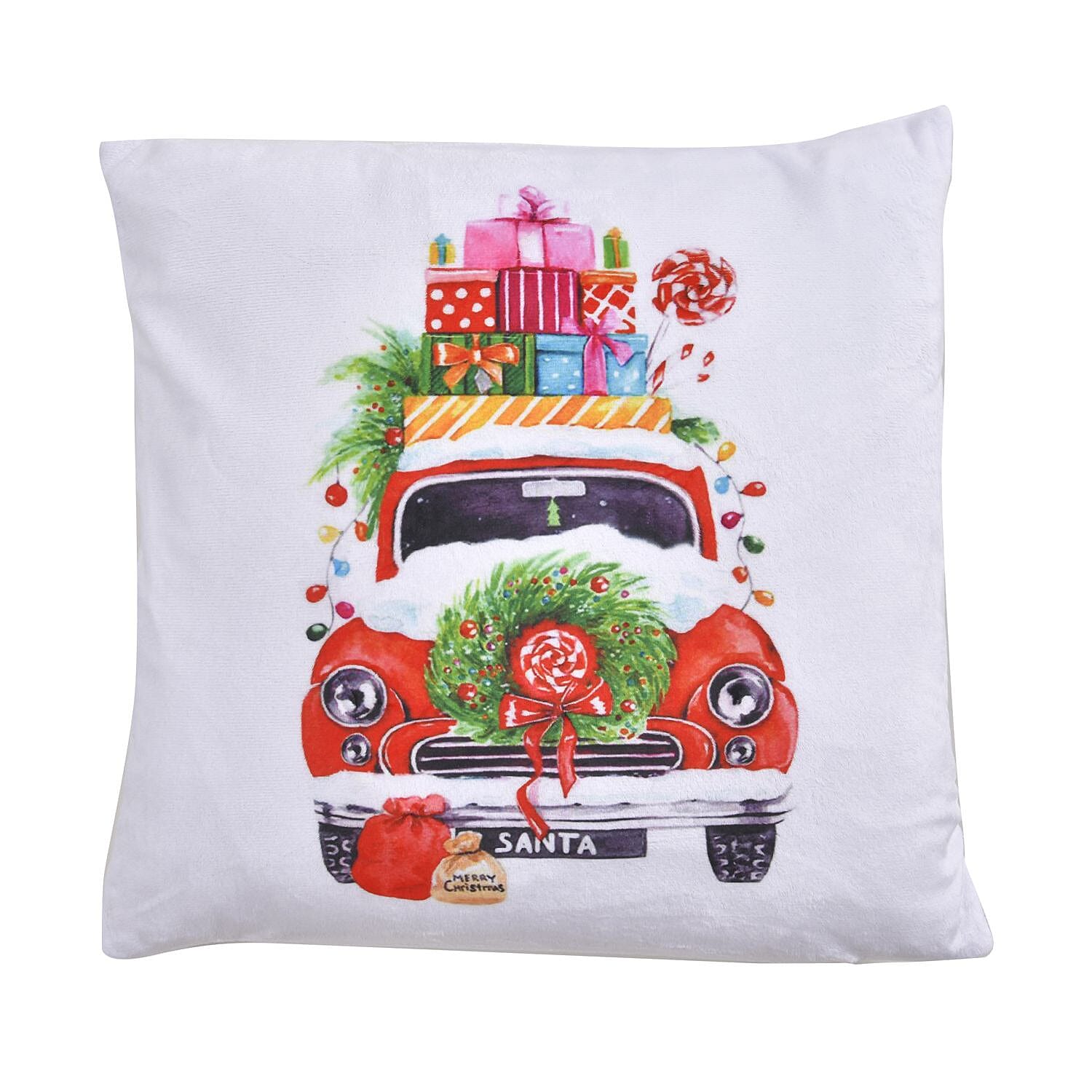 Tjc Polyester Decorative Cushion Cover - Red & Beige