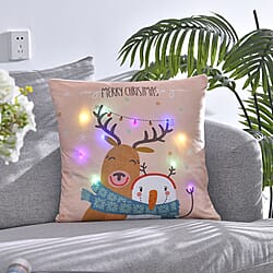 Tjc Polyester Reindeer Cushion Cover - Brown & Beige