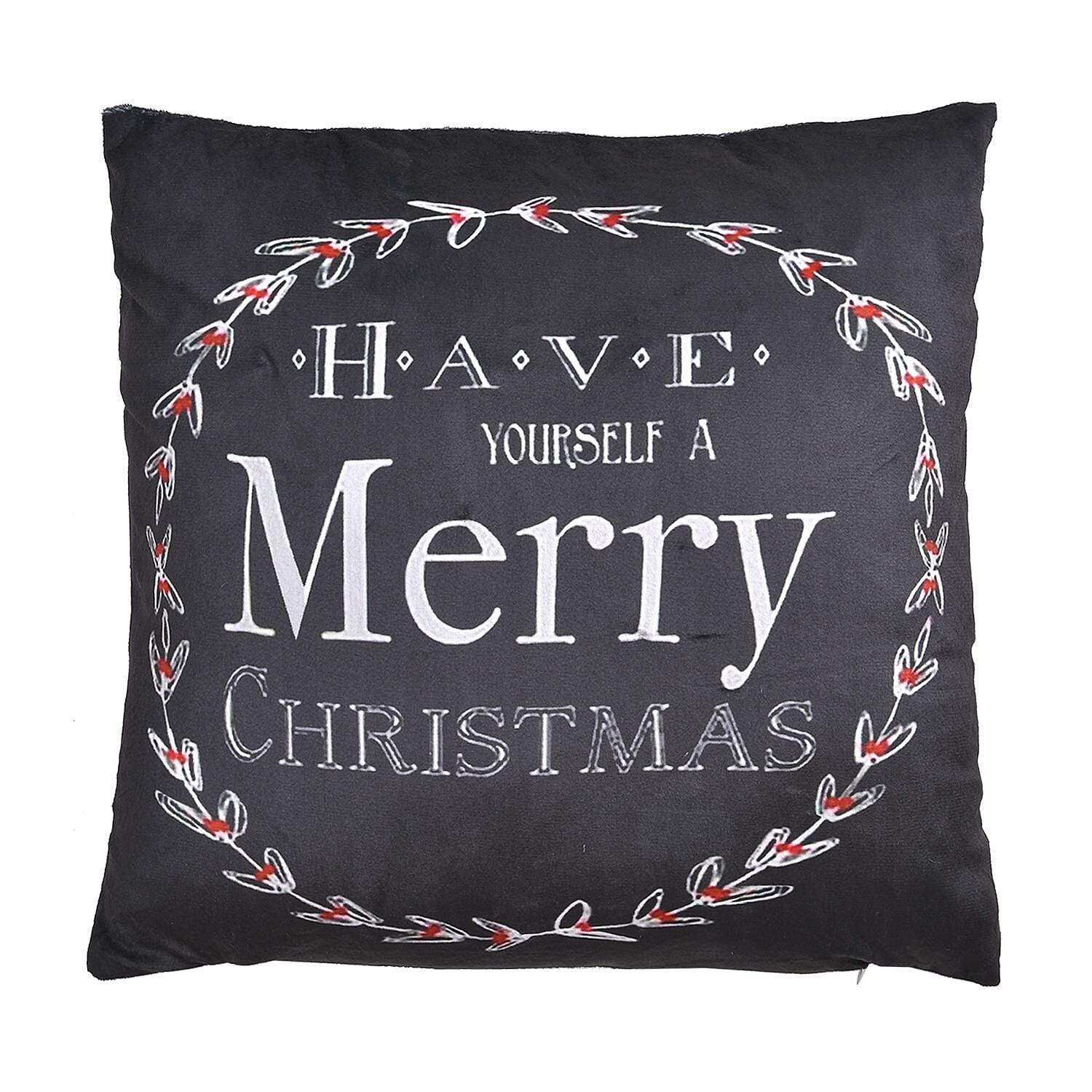 Merry Christmas Printed LED Cushion (Size 45 Cm) - Multi