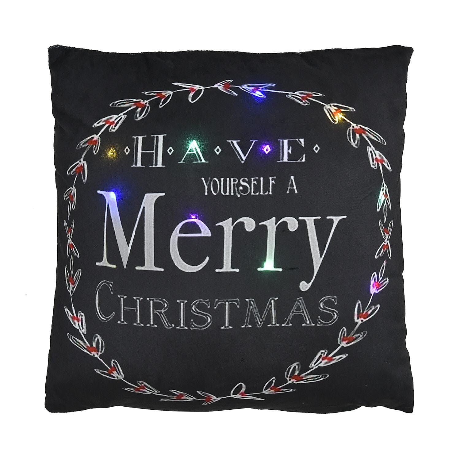 Merry Christmas Printed LED Cushion (Size 45 Cm) - Multi