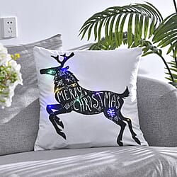 Car with Gifts Printed Christmas theme LED Cushion Cover (Size 45 Cm) - Multi