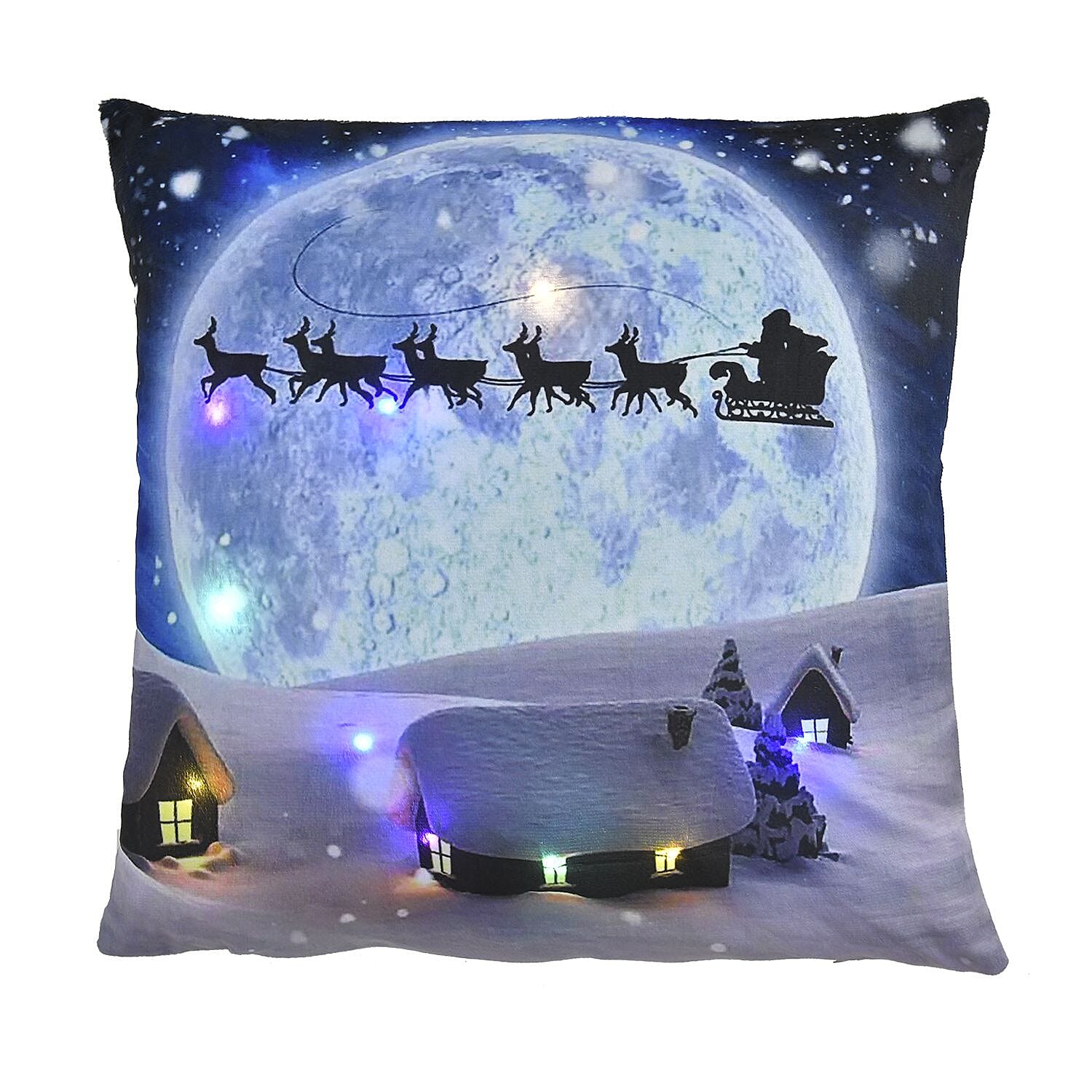 Christmas Theme LED Cushion Cover (Size 45 Cm) - Multi