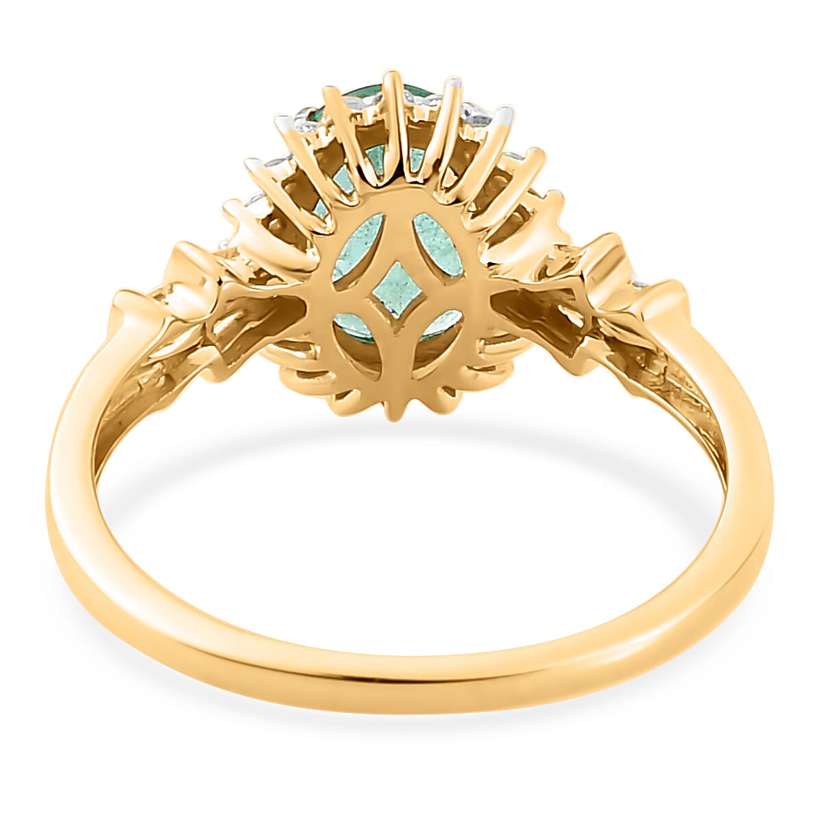 9K Yellow Gold Ethiopian Emerald and Diamond Ring 1.36 Ct.