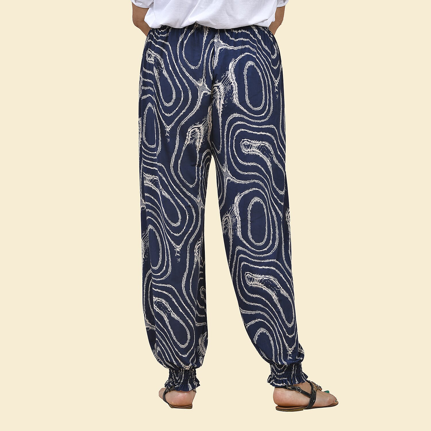 TAMSY Circle Printed Trousers - Navy