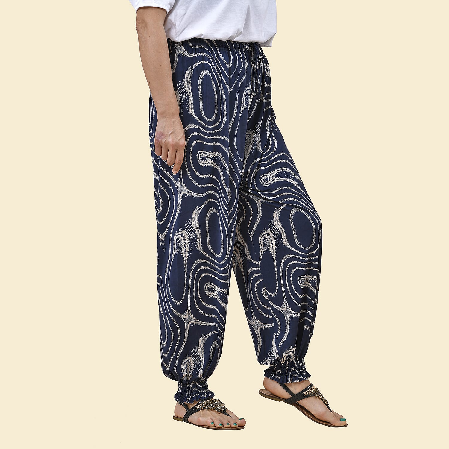 TAMSY Circle Printed Trousers - Navy