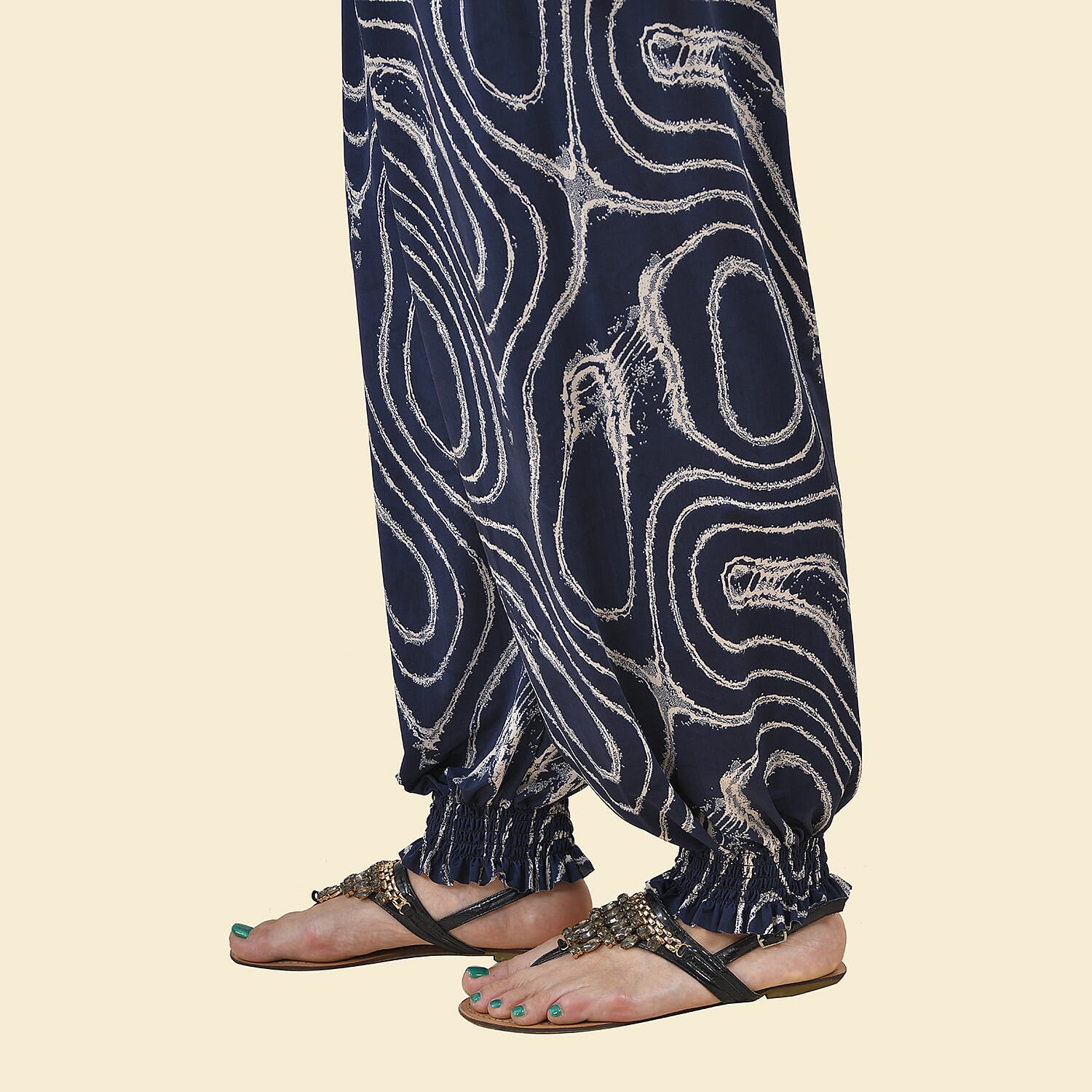 TAMSY Circle Printed Trousers - Navy