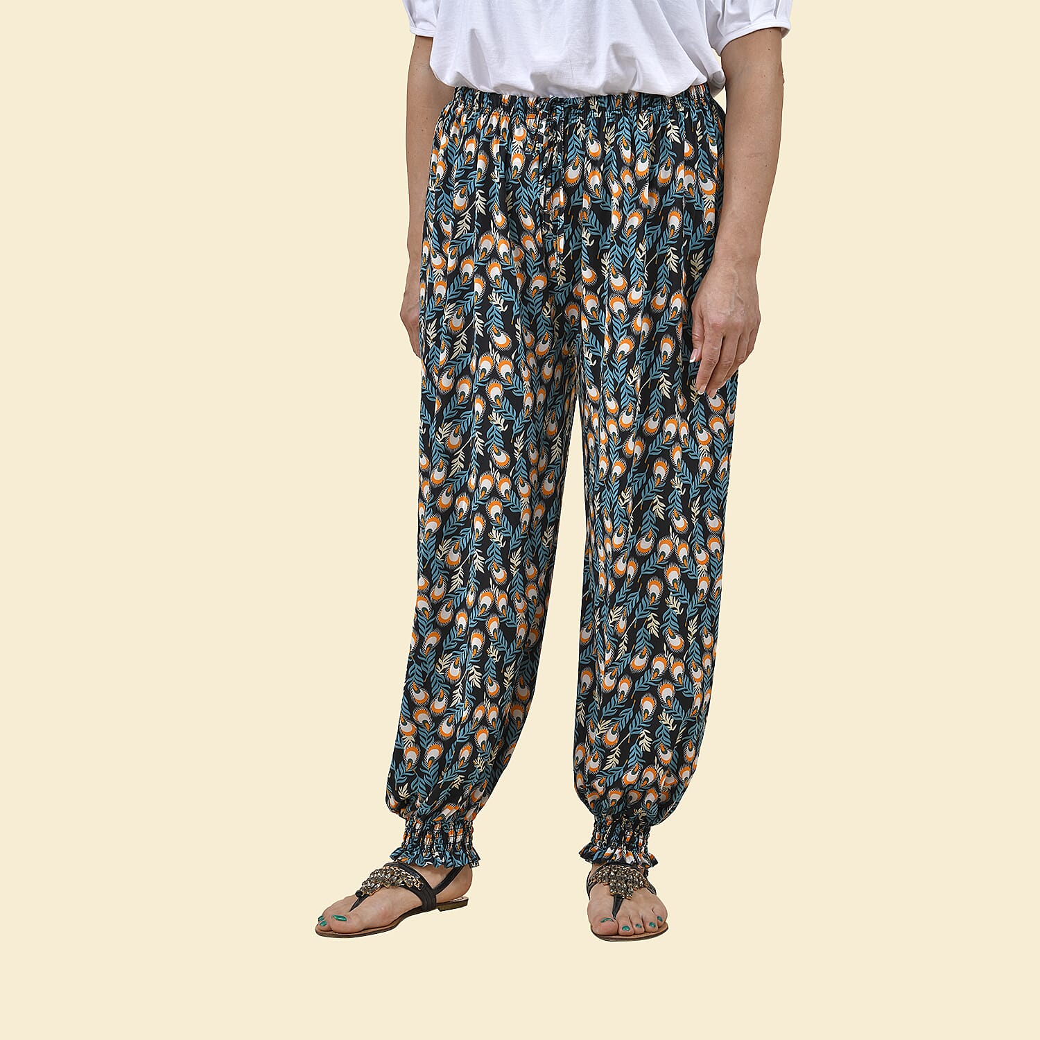TAMSY Circle Printed Trousers - Navy