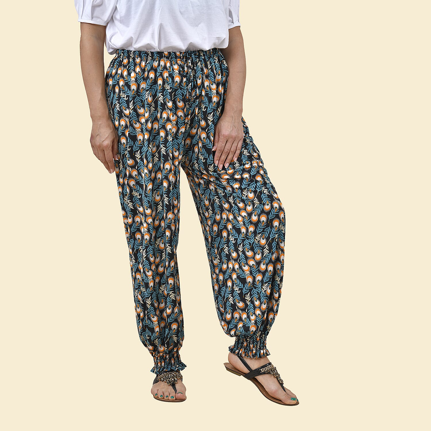 TAMSY Circle Printed Trousers - Navy