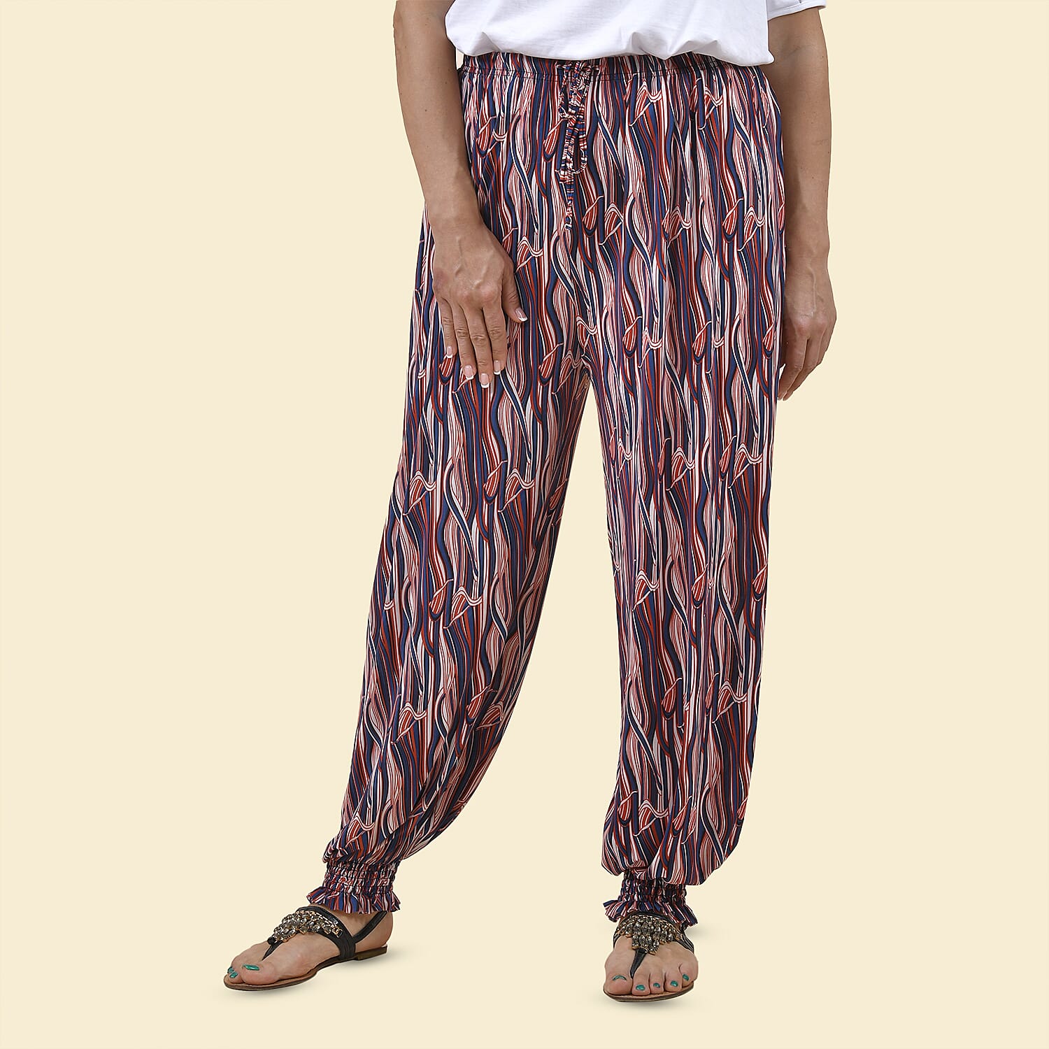 TAMSY Circle Printed Trousers - Navy