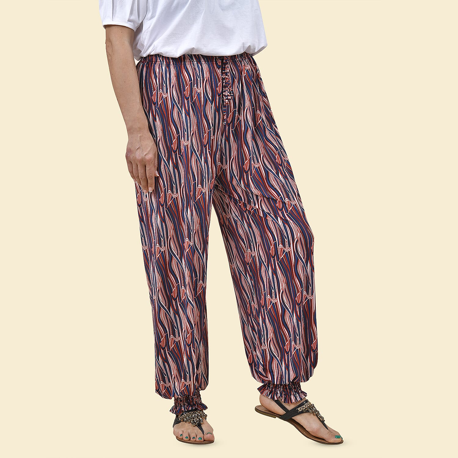 TAMSY Circle Printed Trousers - Navy