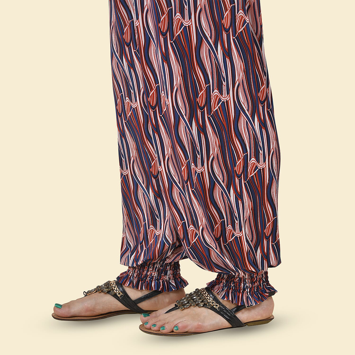 TAMSY Circle Printed Trousers - Navy