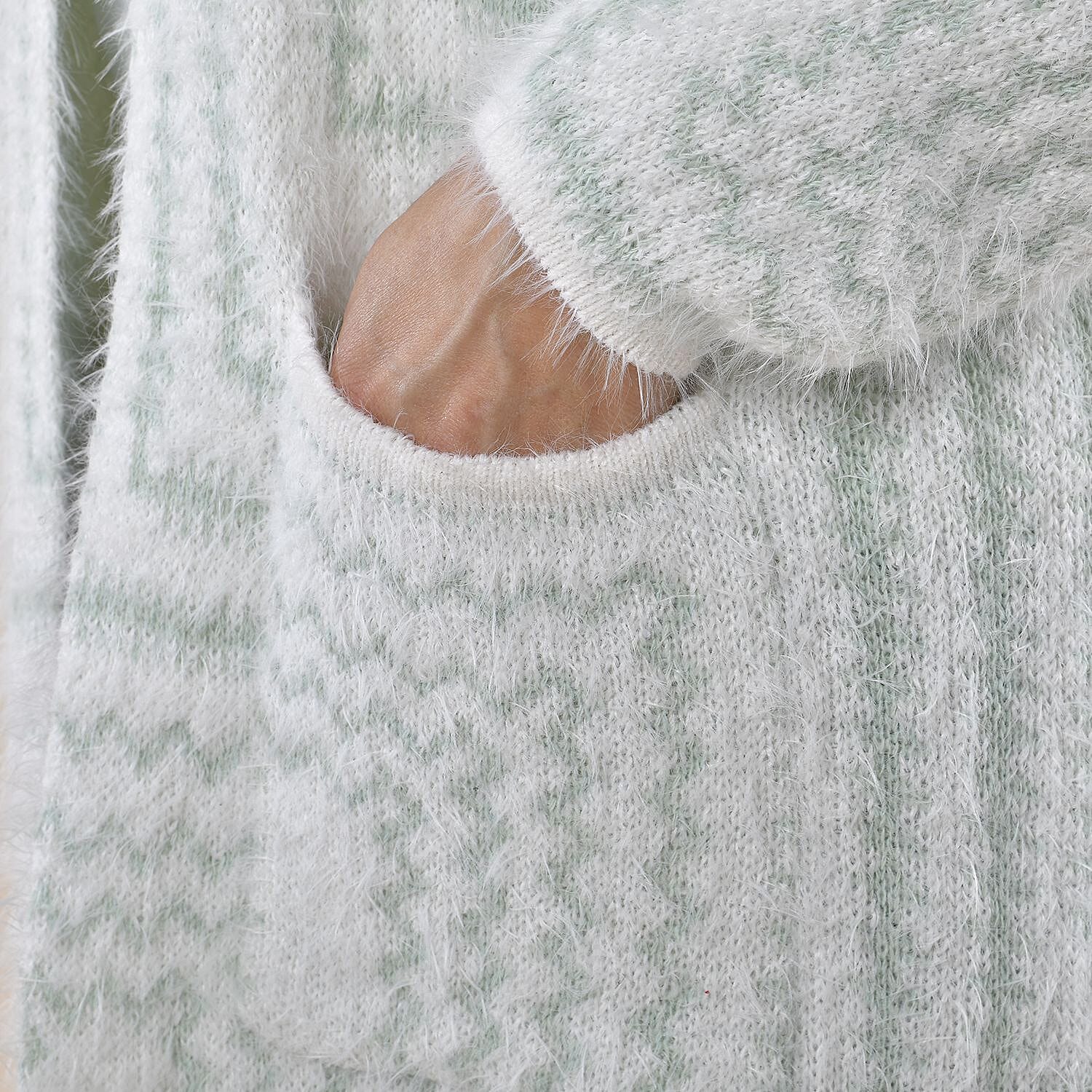 Tamsy Geometric Pattern Cardigan and Sweater-Jumper (Size Free 8-20 ) - White & Green