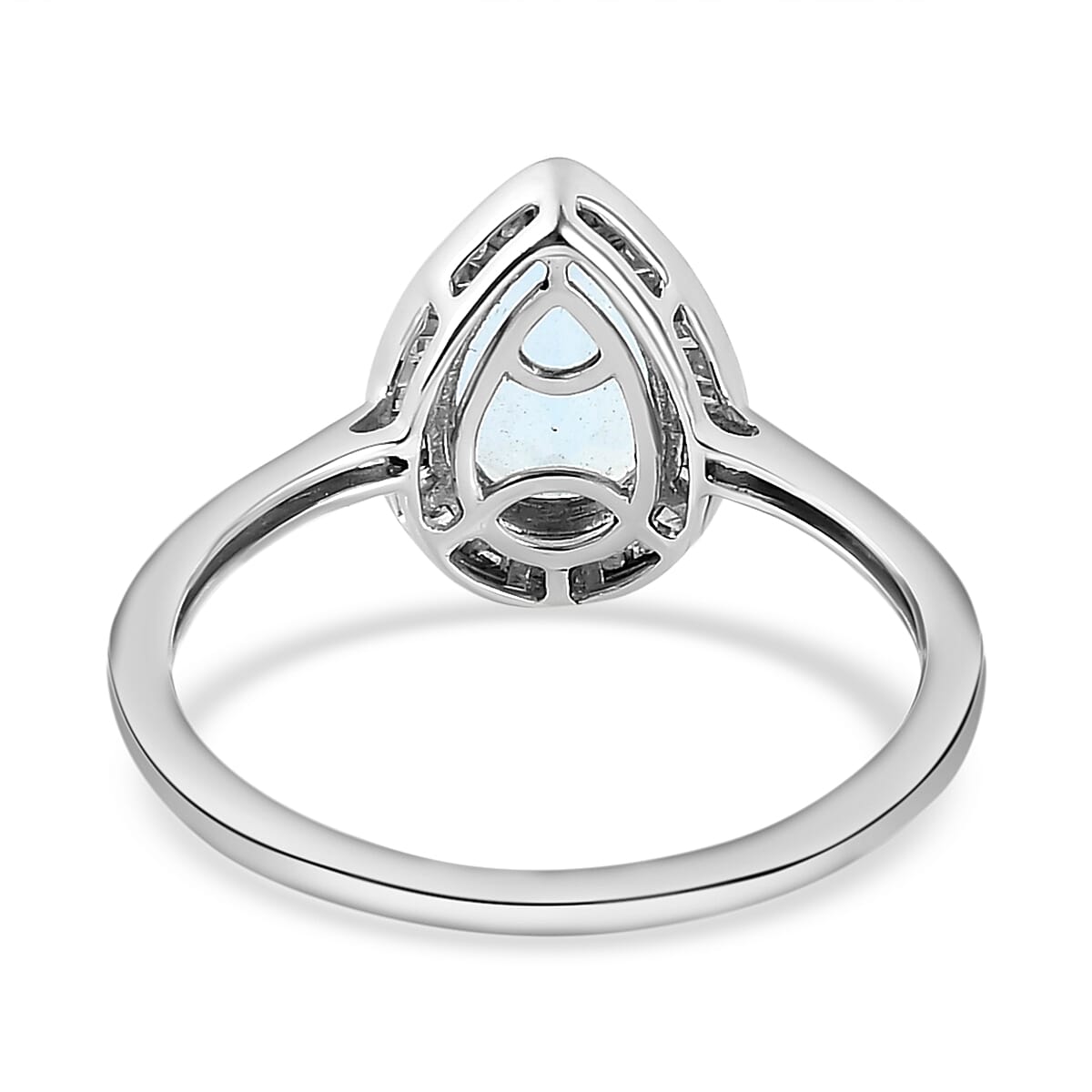 Espirito Santo Aquamarine and Diamond Ring in Platinum Overlay Sterling Silver 1.29 Ct.