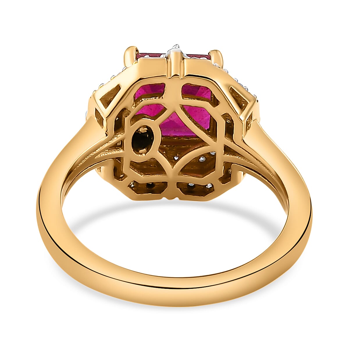 GP Art Deco Collection - African Ruby & Diamond Ring in 18K Vermeil YG Plated Sterling Silver 2.71 Ct
