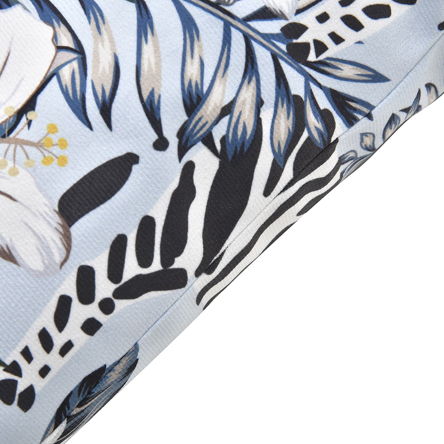 TJC Zebra and Floral Pattern Velvet Cushion (Size 43x43 Cm) - Blue