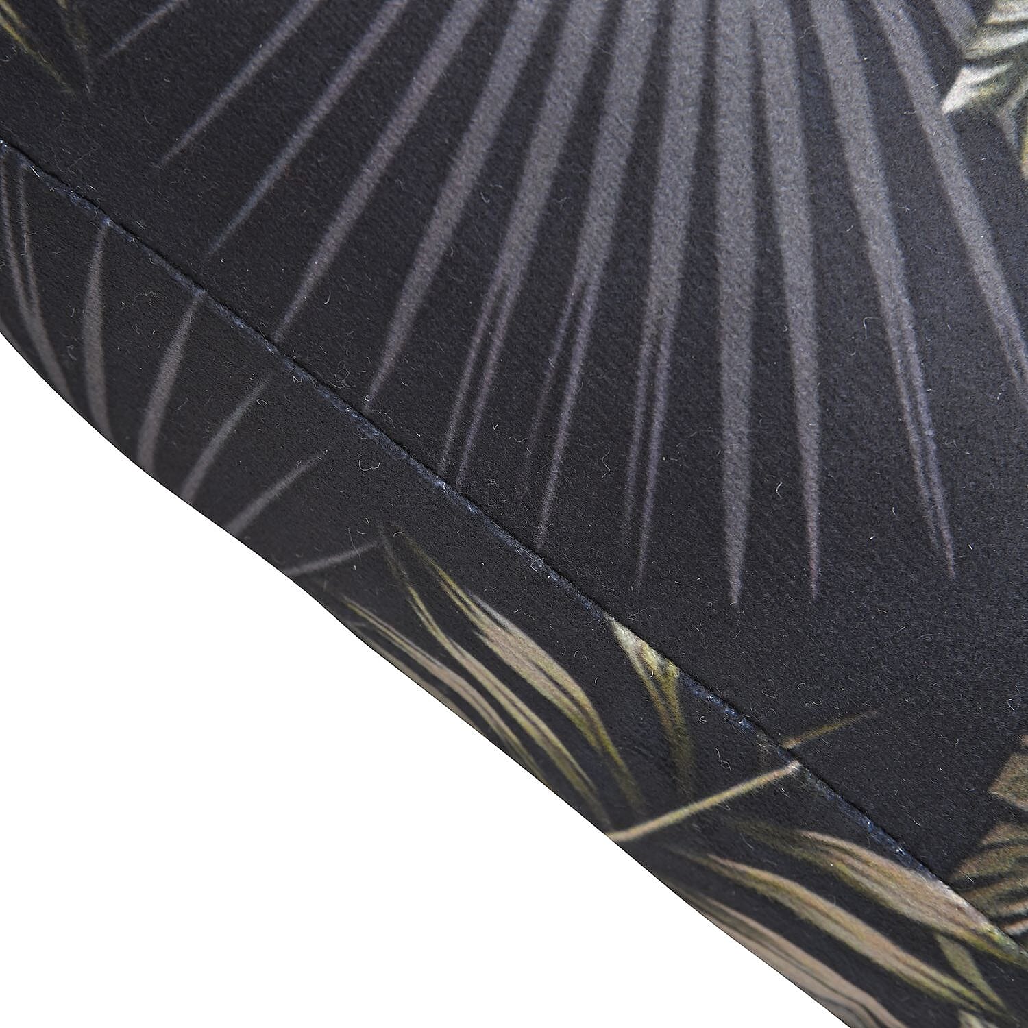 TJC Tropical Leaves and Floral Pattern Velvet Cushion (Size 43x43 Cm) - Black