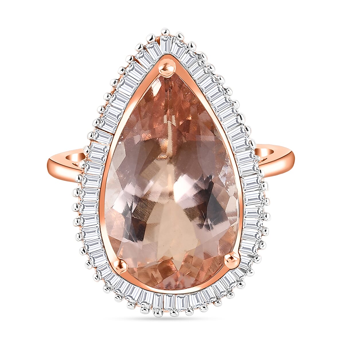 NYC Close Out - 14K Rose Gold AAA Marropino Morganite and Diamond Ring 5.450 Ct, Gold Wt 3.34 Gms