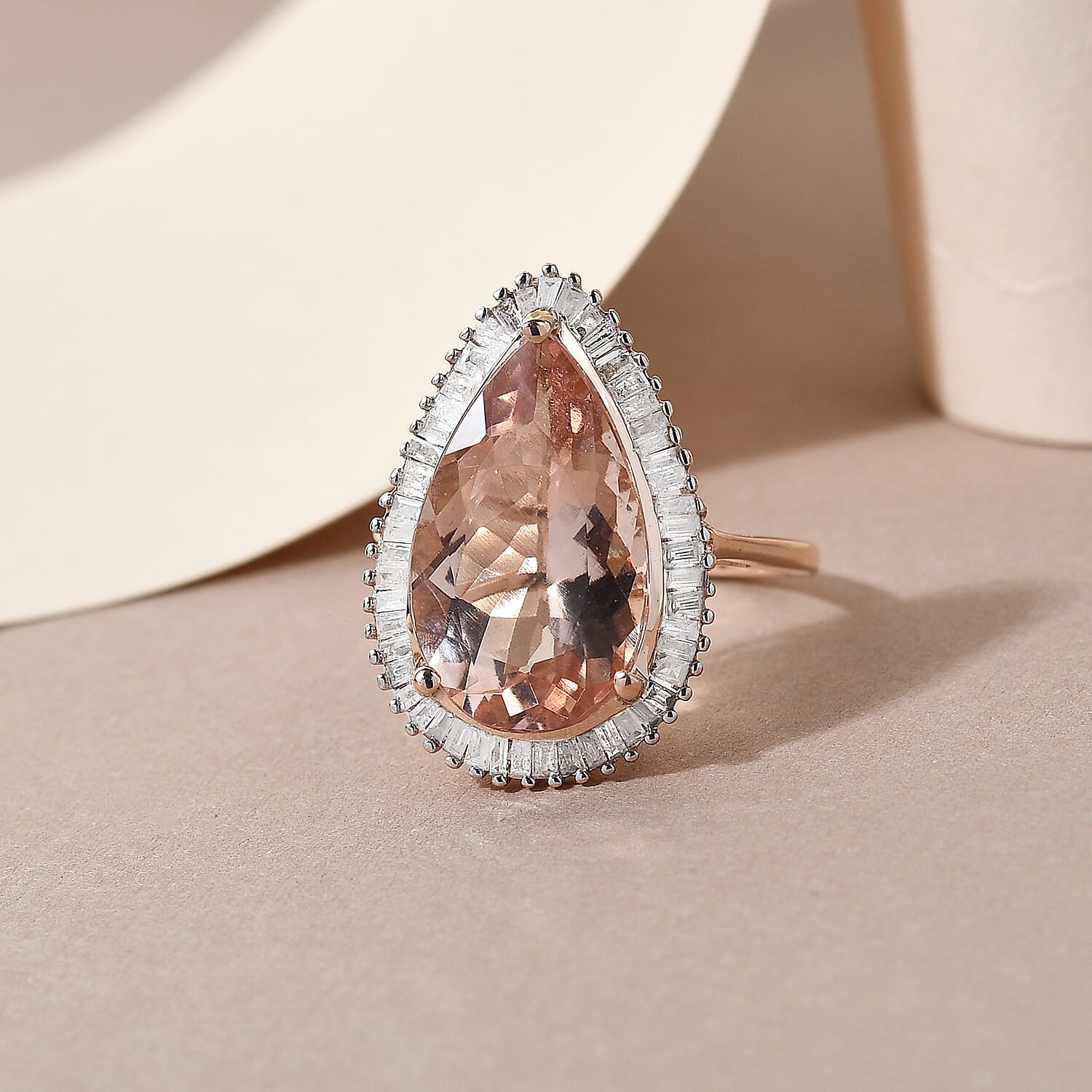 NYC Close Out - 14K Rose Gold AAA Marropino Morganite and Diamond Ring 5.450 Ct, Gold Wt 3.34 Gms