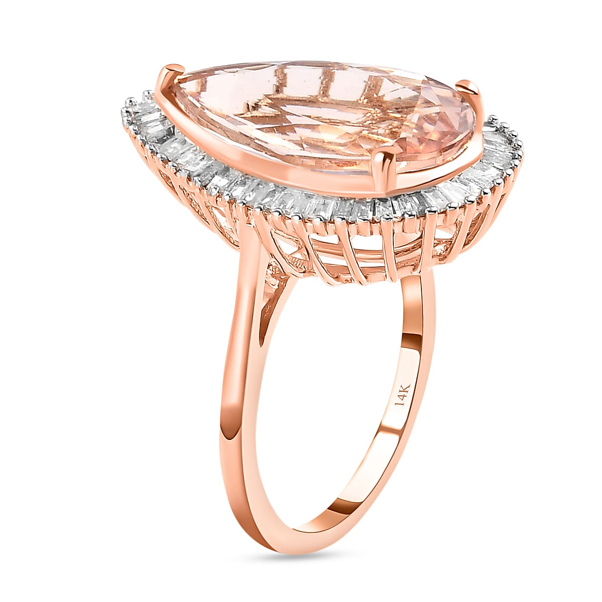NYC Close Out - 14K Rose Gold AAA Marropino Morganite and Diamond Ring 5.450 Ct, Gold Wt 3.34 Gms