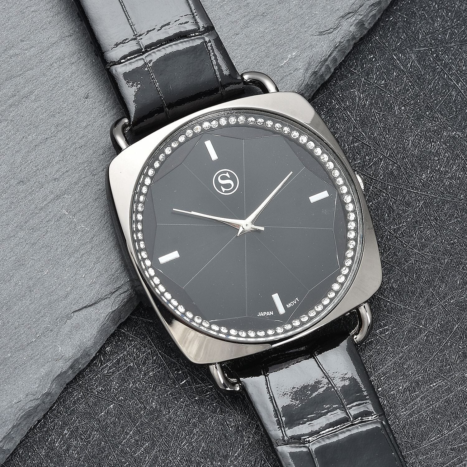 STRADA Japanese Movement Water Resistant Watch with Black Colour Strap