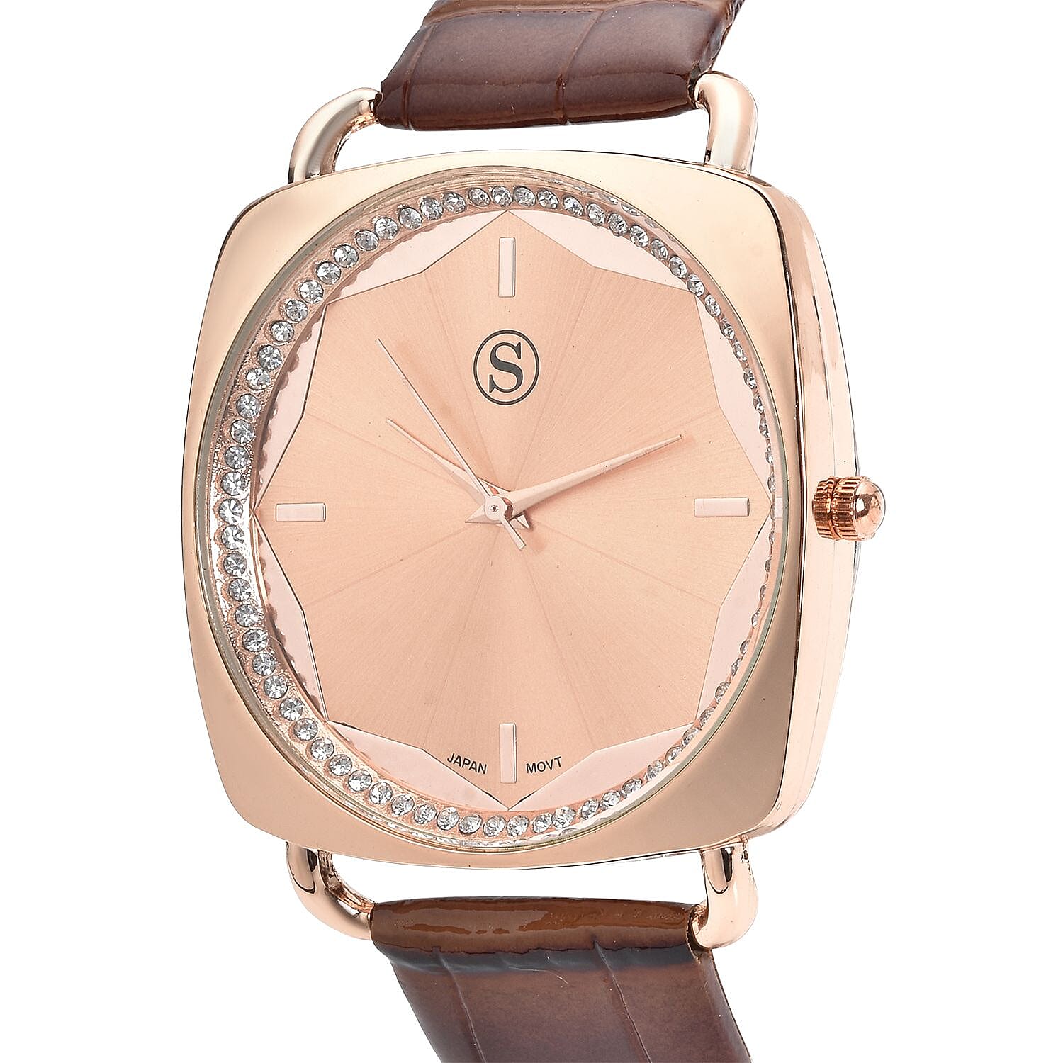 STRADA Japanese Movement Water Resistant Watch with Brown Colour Strap