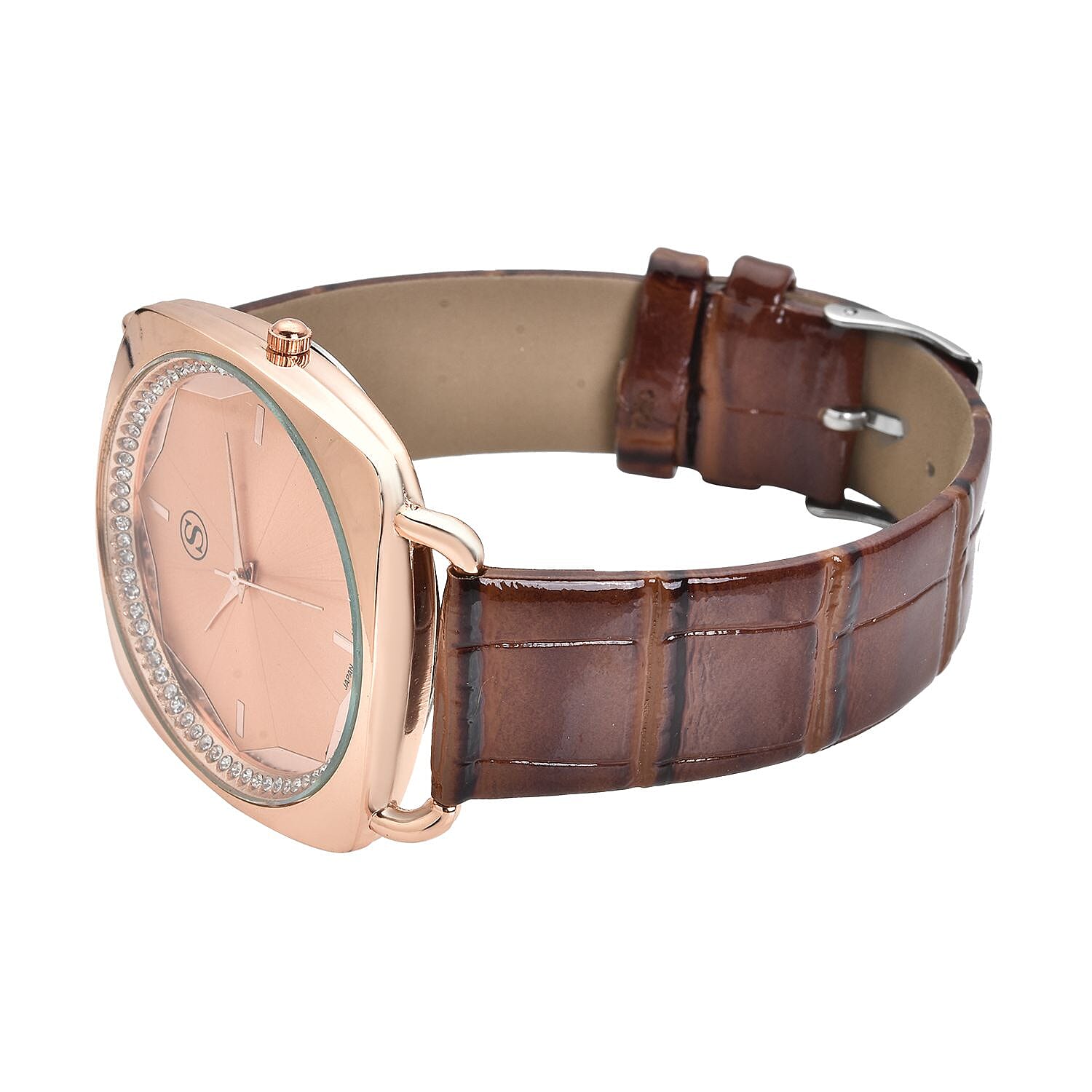 STRADA Japanese Movement Water Resistant Watch with Brown Colour Strap