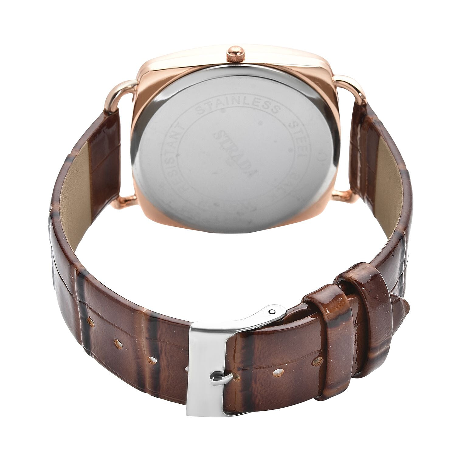 STRADA Japanese Movement Water Resistant Watch with Brown Colour Strap