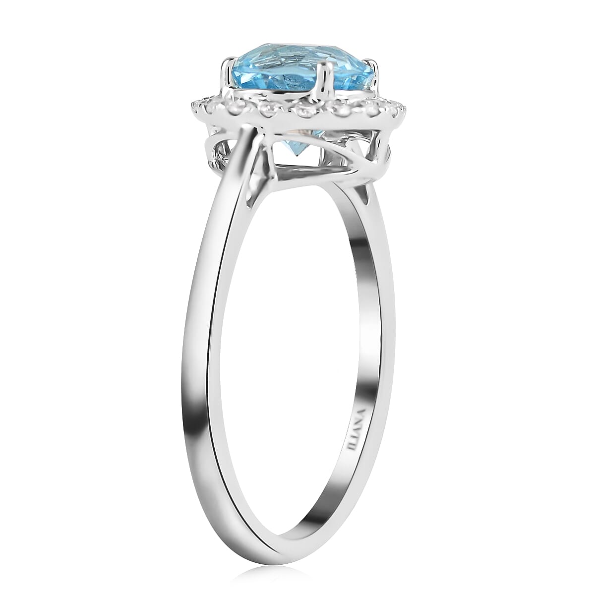 ILIANA 18K White Gold AGI Certified AAA Santamaria Aquamarine and Diamond Ring 1.50 Ct.