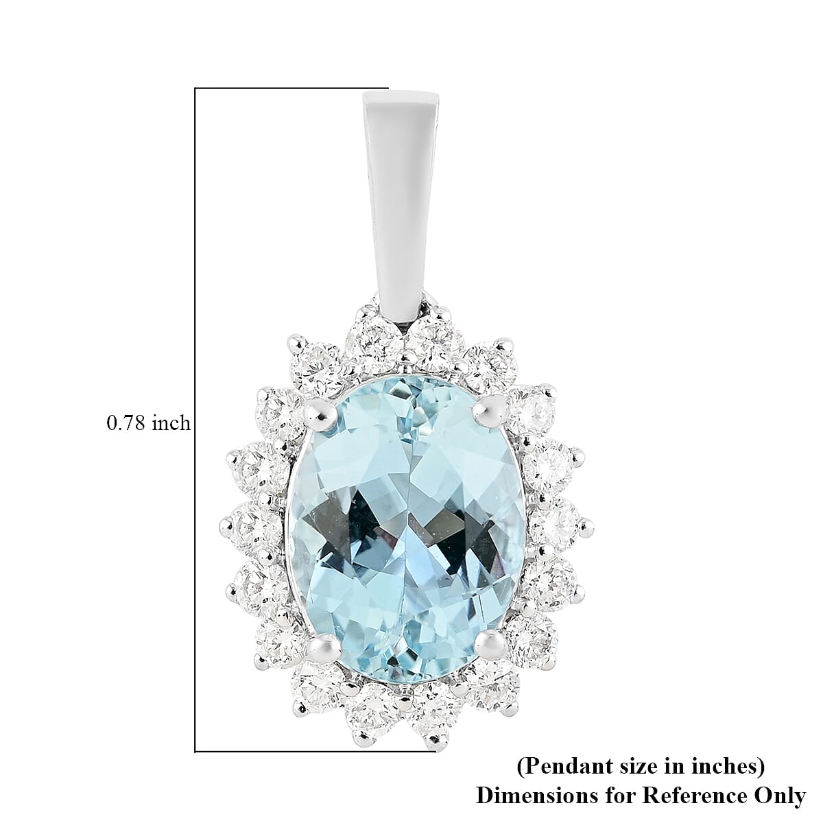 ILIANA 18K White Gold AGI Certified AAA Santamaria Aquamarine and (SI-G-H) Diamond Pendant 2.10 Ct.
