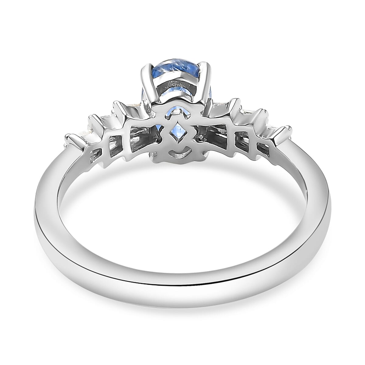 Kashmir Kyanite and Diamond Ring in Platinum Overlay Sterling Silver 1.20 Ct.