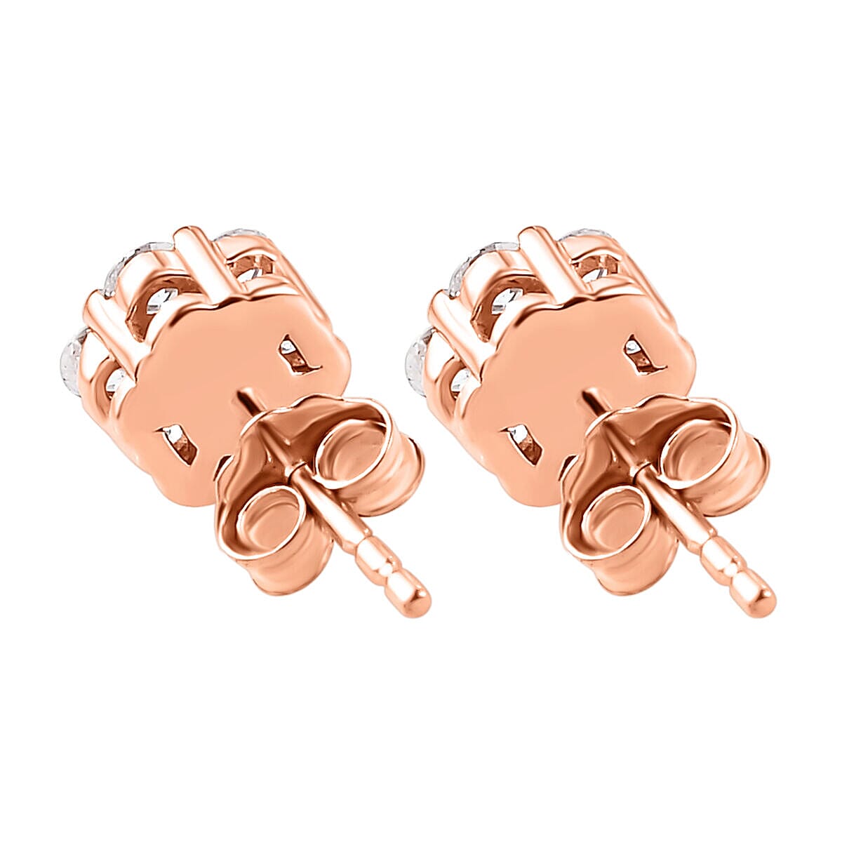 9K Rose Gold Natural Pink Diamond Floral Stud Earrings (with Push Back) 0.50 Ct.
