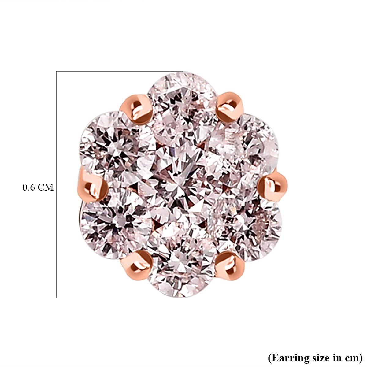 9K Rose Gold Natural Pink Diamond Floral Stud Earrings (with Push Back) 0.50 Ct.