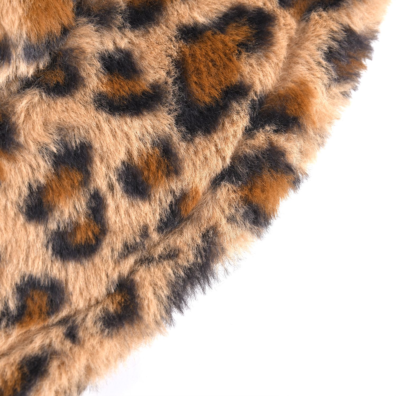Leopard Pattern Faux Fur Hat (Size 35x25 Cm) - Camel