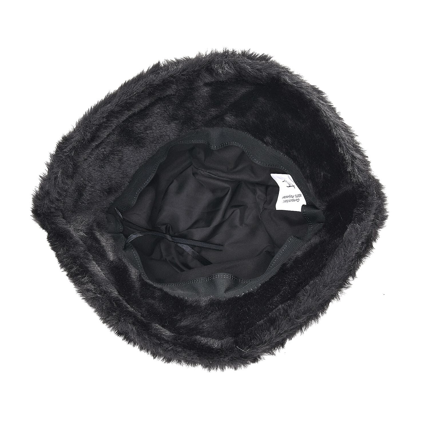 Faux Fur Hat (Size 35x25 Cm) - Black