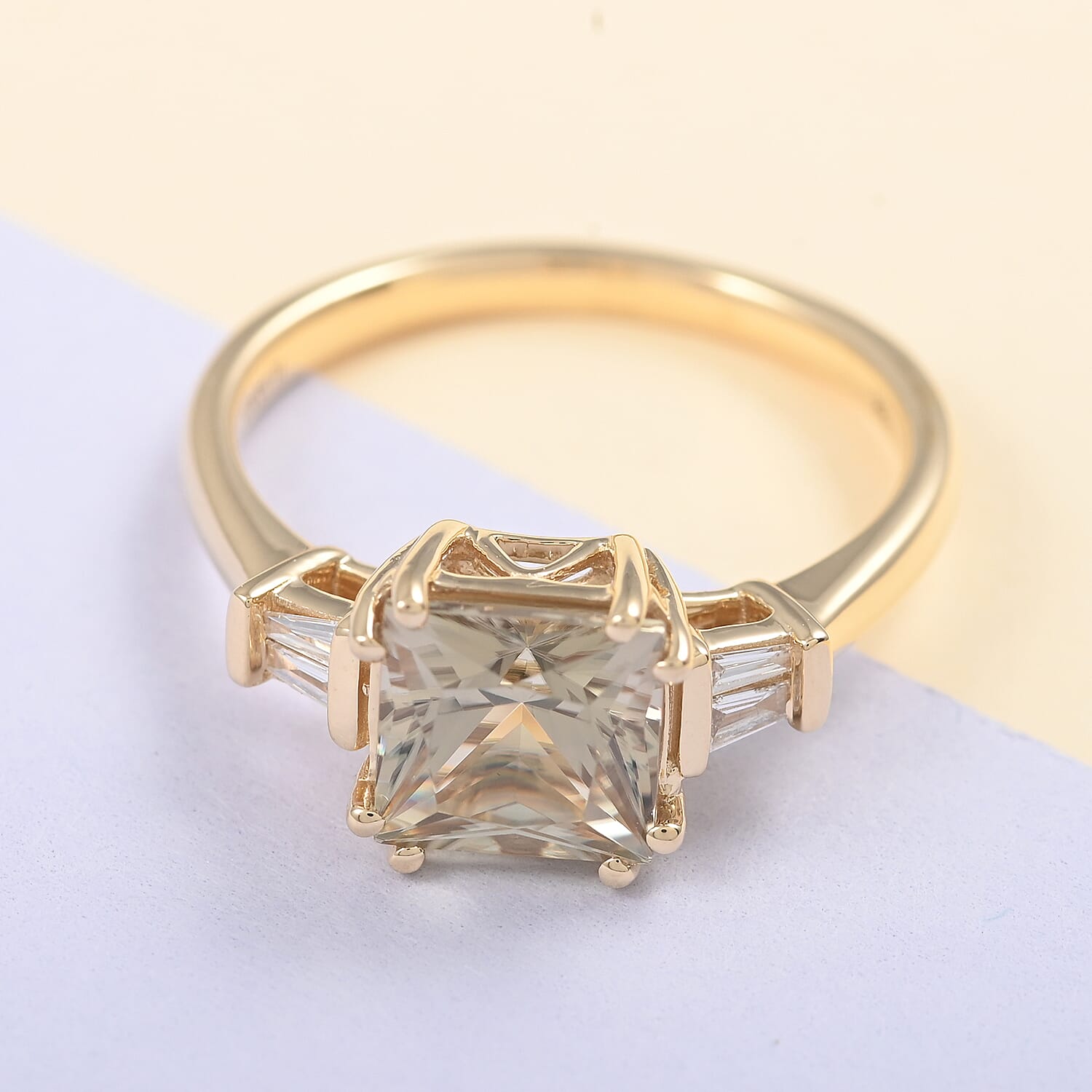 ILIANA 18K Yellow Gold AGI Certified AAA Turkizite and Diamond (SI-G-H) Ring 2.10 Ct.