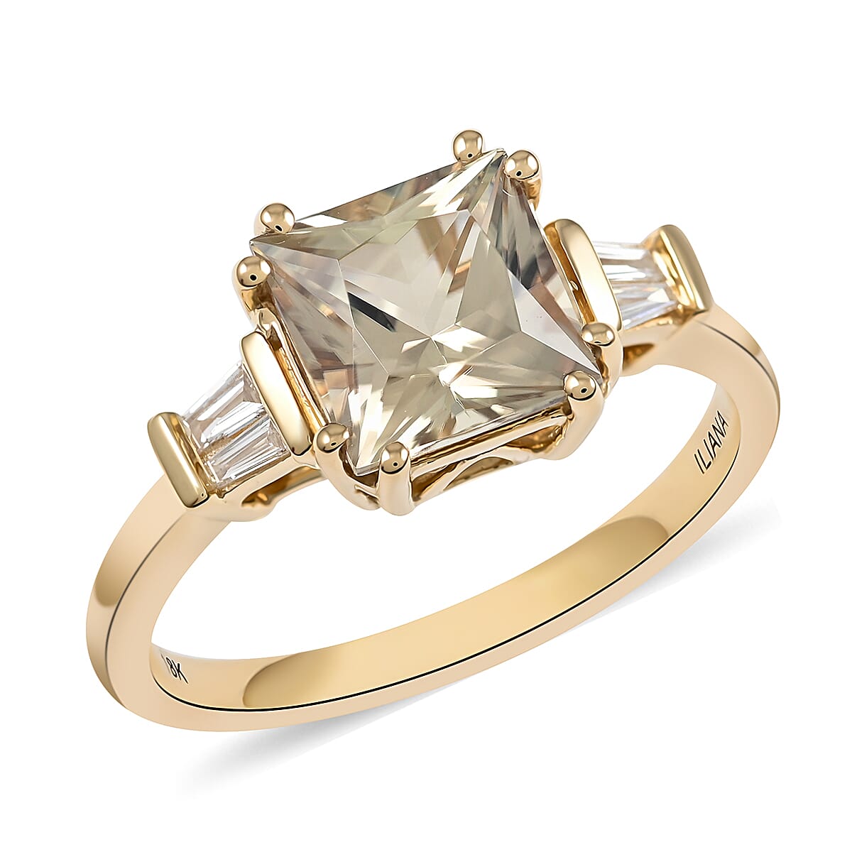 ILIANA 18K Yellow Gold AGI Certified AAA Turkizite and Diamond (SI-G-H) Ring 2.10 Ct.