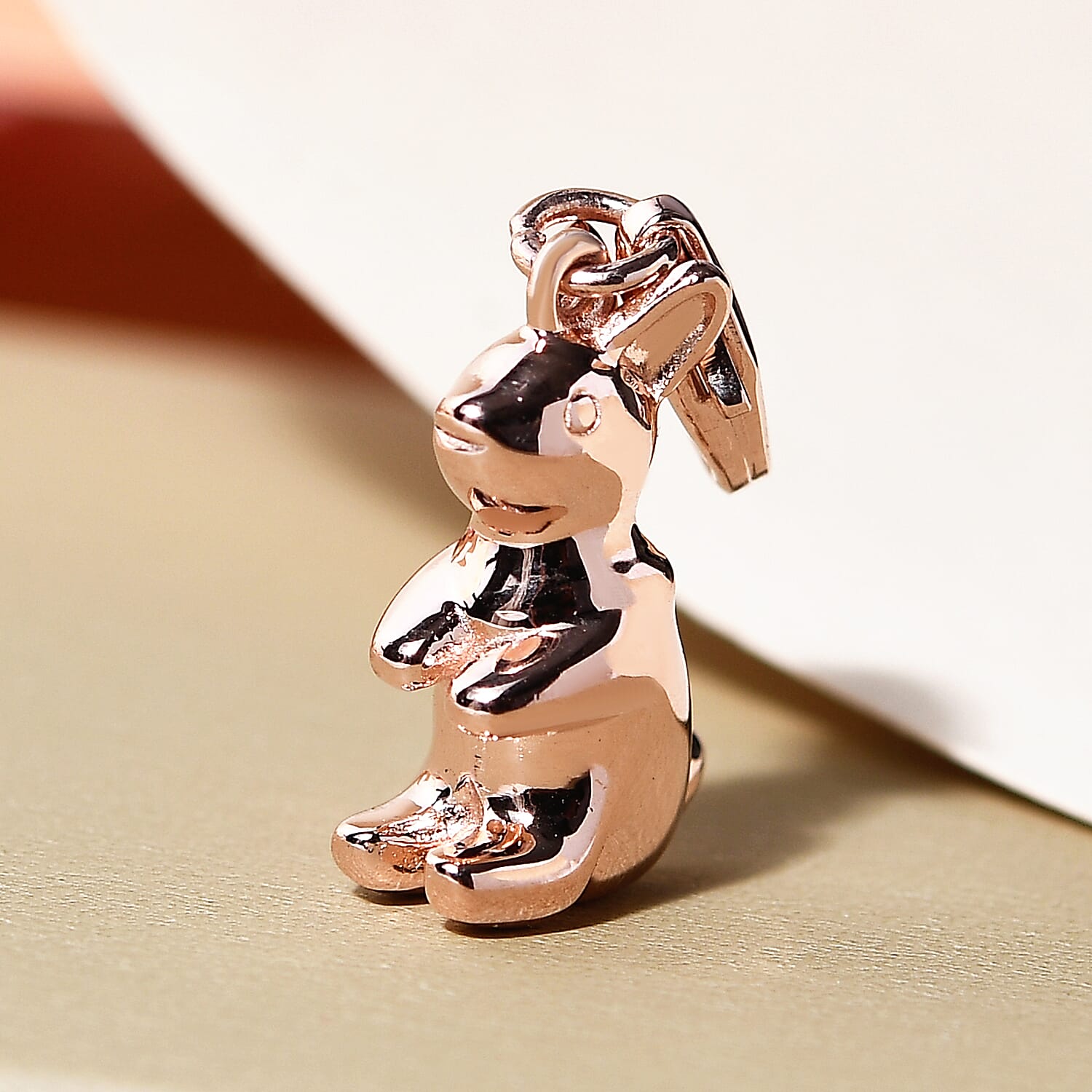 Rose Gold Overlay Sterling Silver Bunny Charm