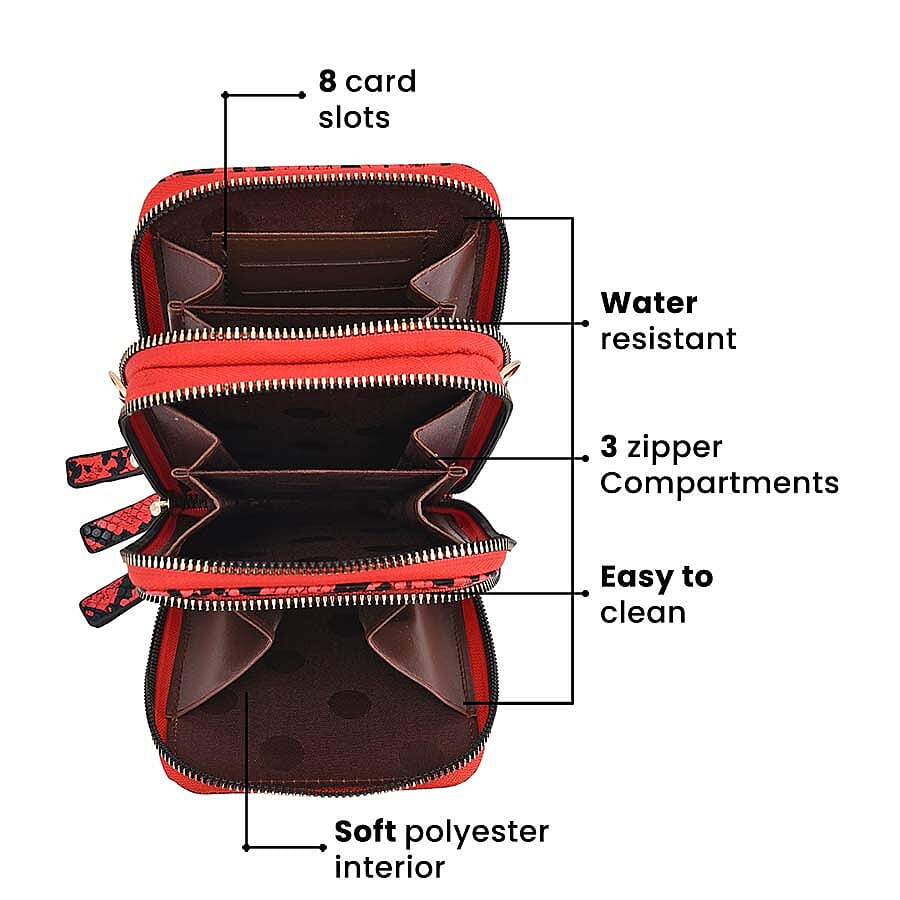 Snake Pattern Shoulder Bag (Size 18x11x7 Cm) - Red & Black