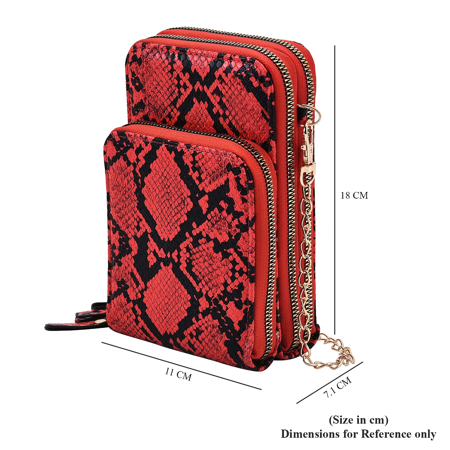 Snake Pattern Shoulder Bag (Size 18x11x7 Cm) - Red & Black