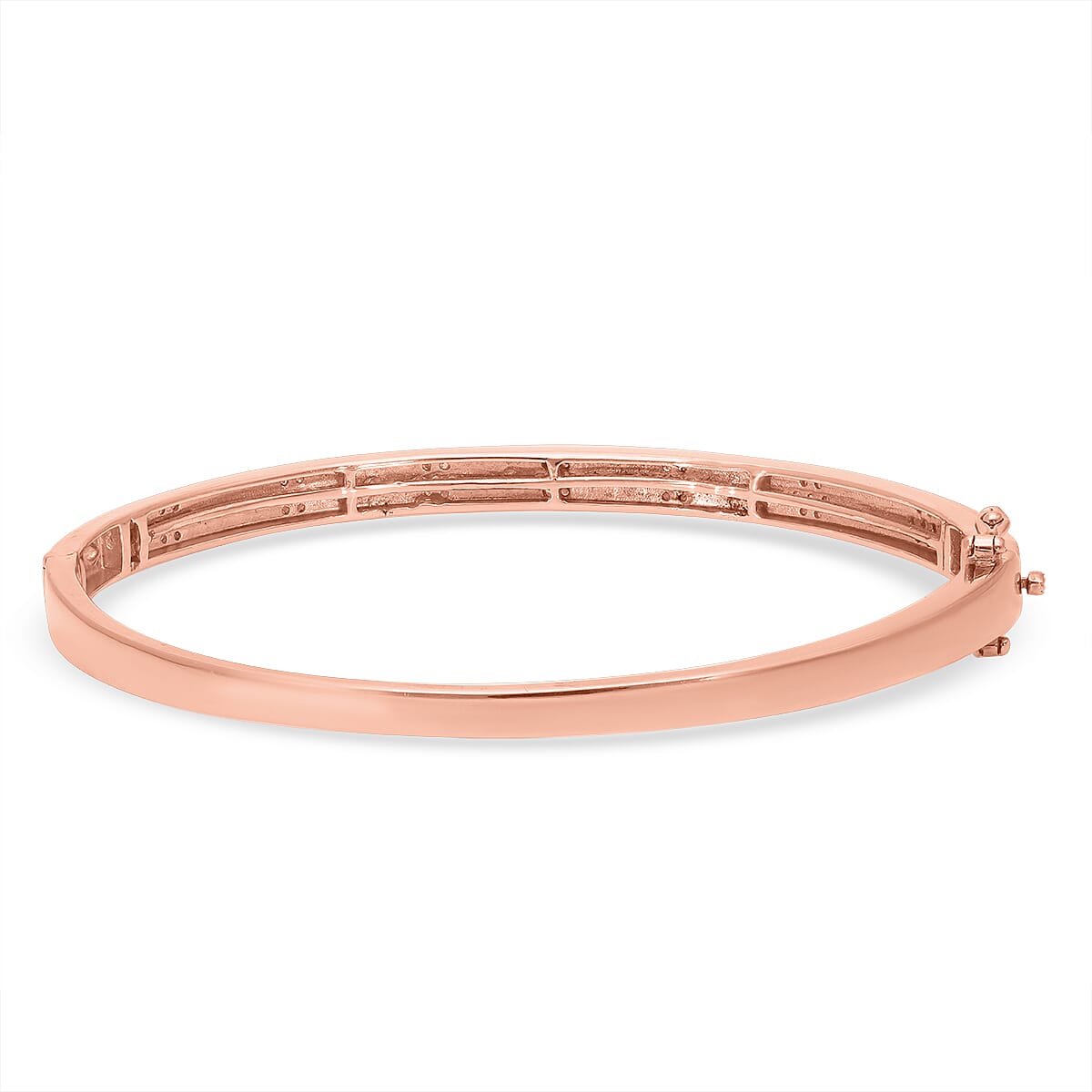 Natural Uncut Pink Diamond Bangle (Size - 7.5) in Vermeil Rose Gold Overlay Sterling Silver 0.50 Ct, Silver Wt. 15.50 Gms