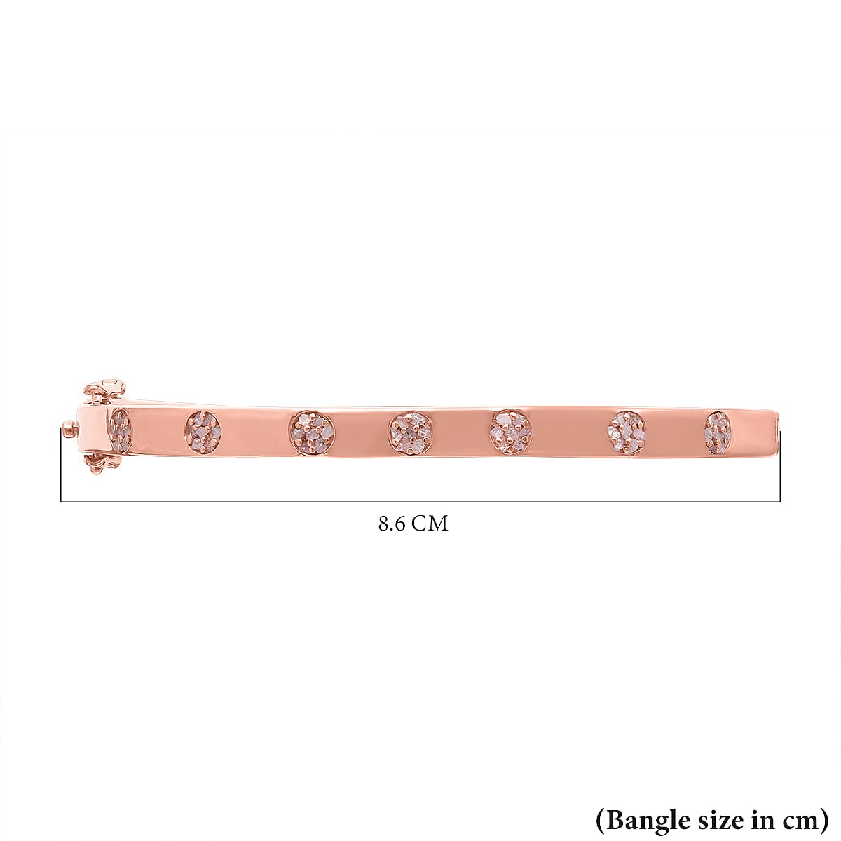 Natural Uncut Pink Diamond Bangle (Size - 7.5) in Vermeil Rose Gold Overlay Sterling Silver 0.50 Ct, Silver Wt. 15.50 Gms