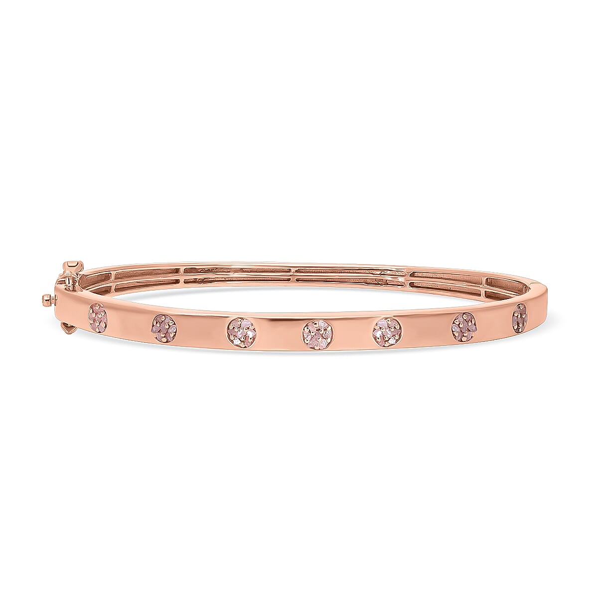 Natural Uncut Pink Diamond Bangle (Size - 7.5) in Vermeil Rose Gold Overlay Sterling Silver 0.50 Ct, Silver Wt. 15.50 Gms