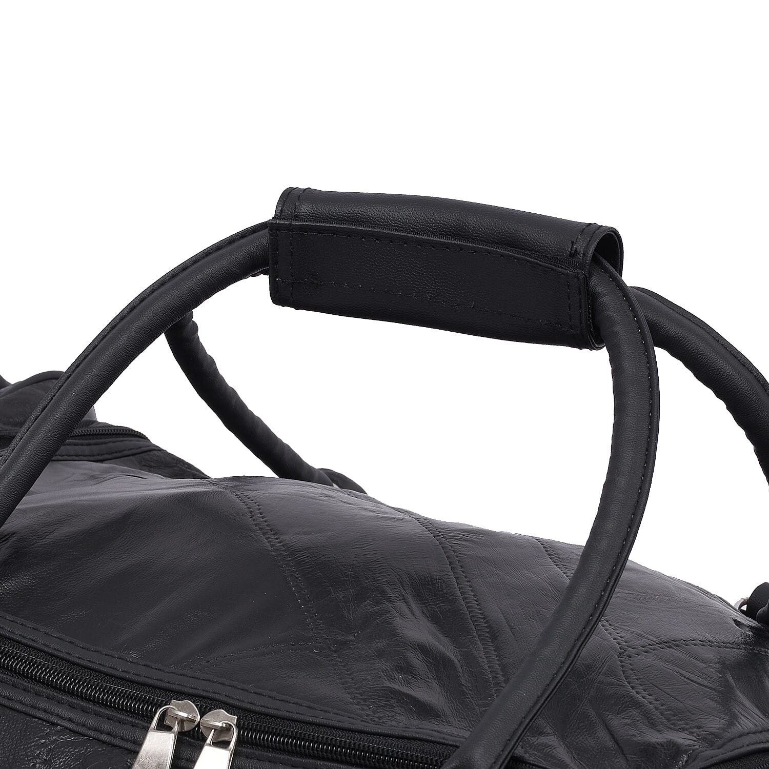 LOS ANGELES CLOSEOUT 100% Genuine Patch Leather Travel Duffle Bag with Shoulder Strap (Size 23x11x10 Inches) - Black