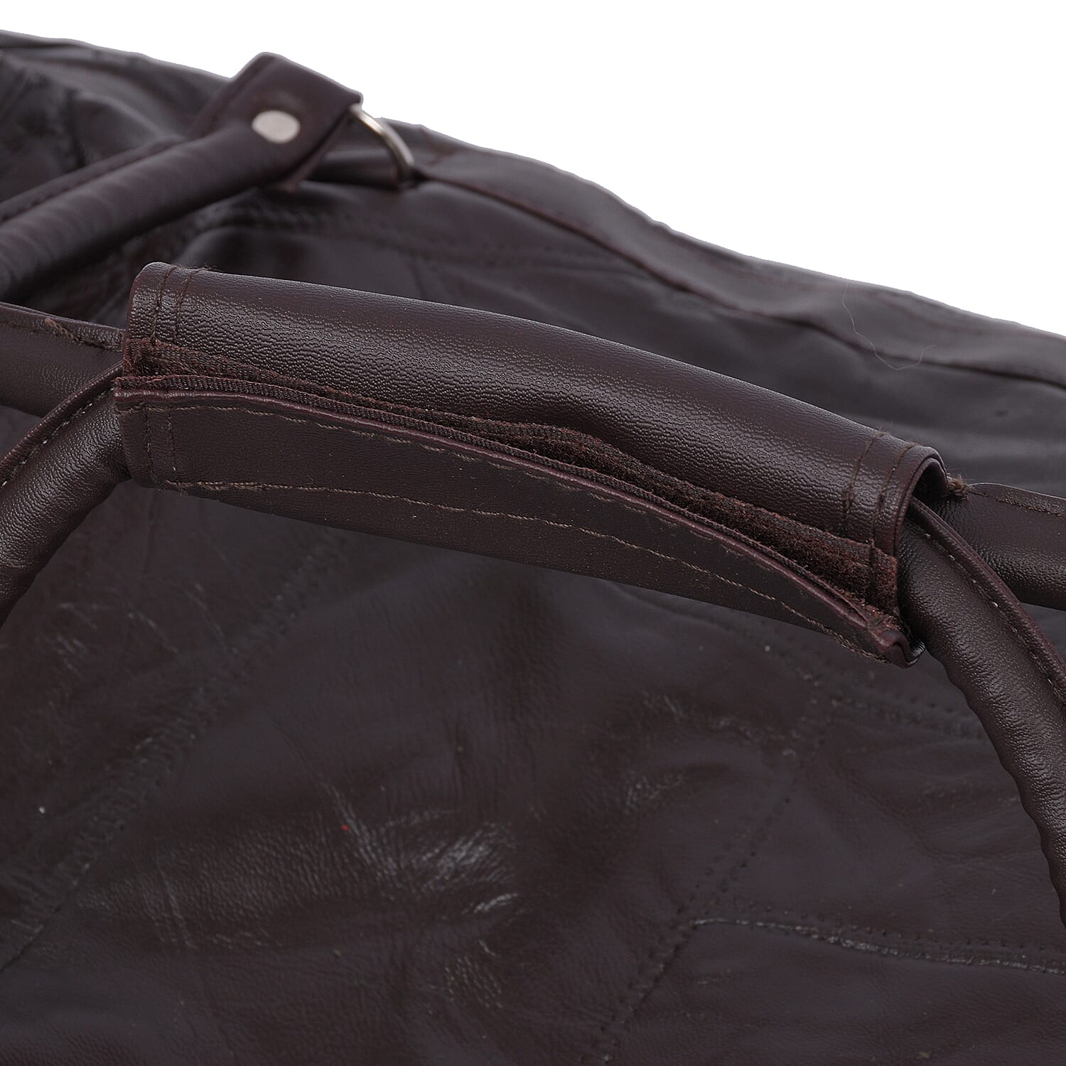 LOS ANGELES CLOSEOUT 100% Genuine Patch Leather Travel Duffle Bag with Shoulder Strap (Size 23x11x10 Inches) - Brown