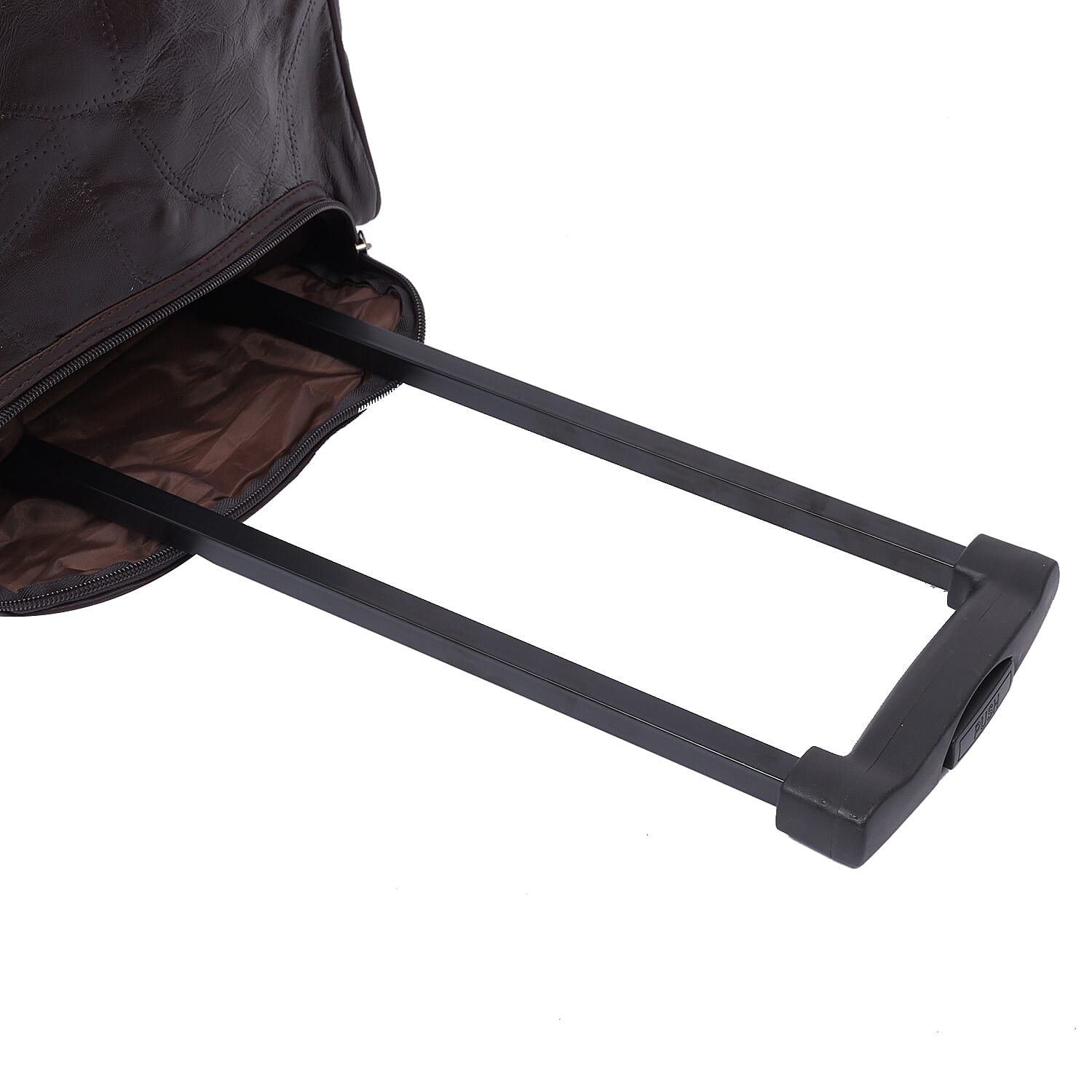 LOS ANGELES CLOSEOUT 100% Genuine Patch Leather Travel Duffle Bag with Trolley (Size 25x13x12 Inches) - Brown