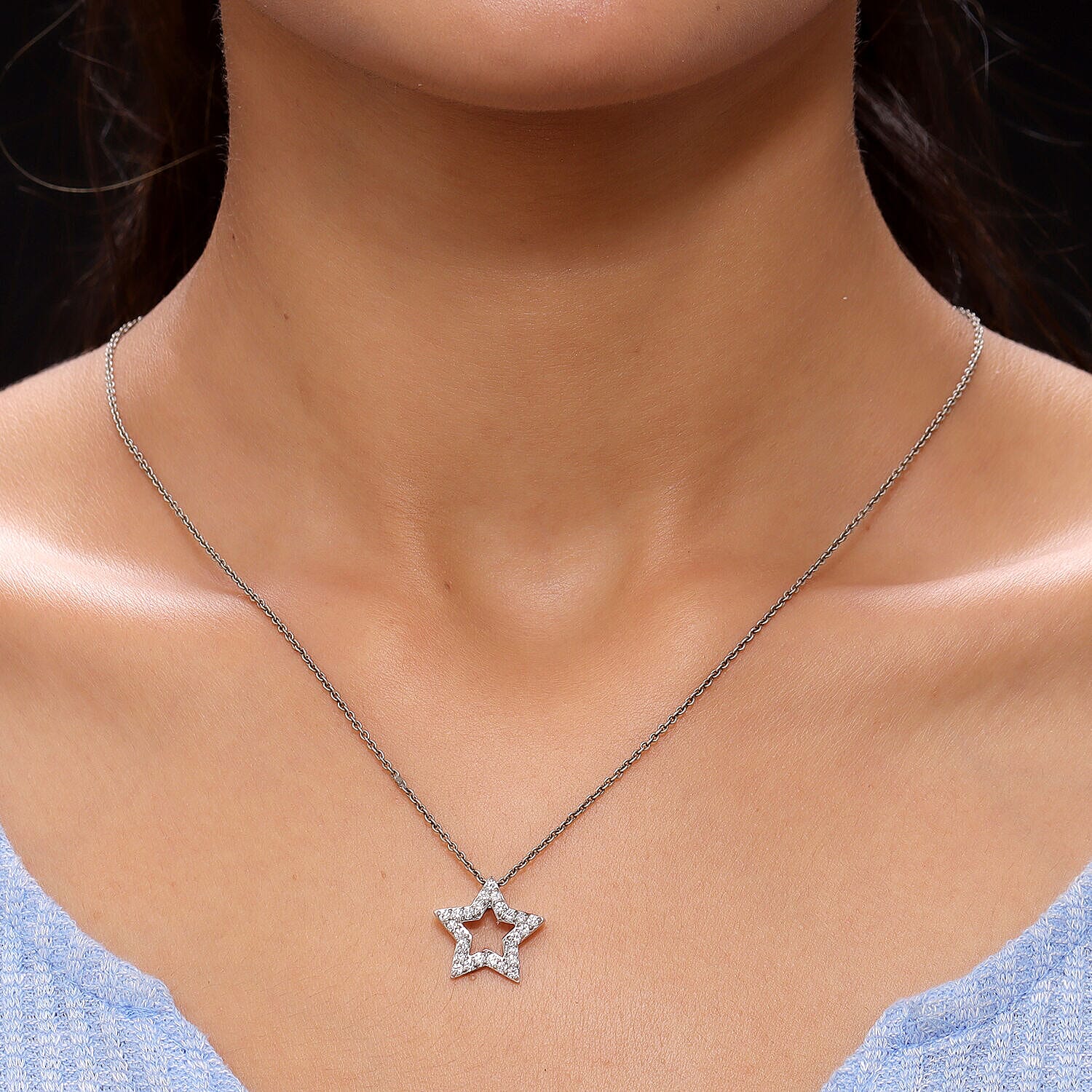 RHAPSODY 950 Platinum IGI Certified Diamond (VS-E-F) Star Pendant 0.50 Ct.