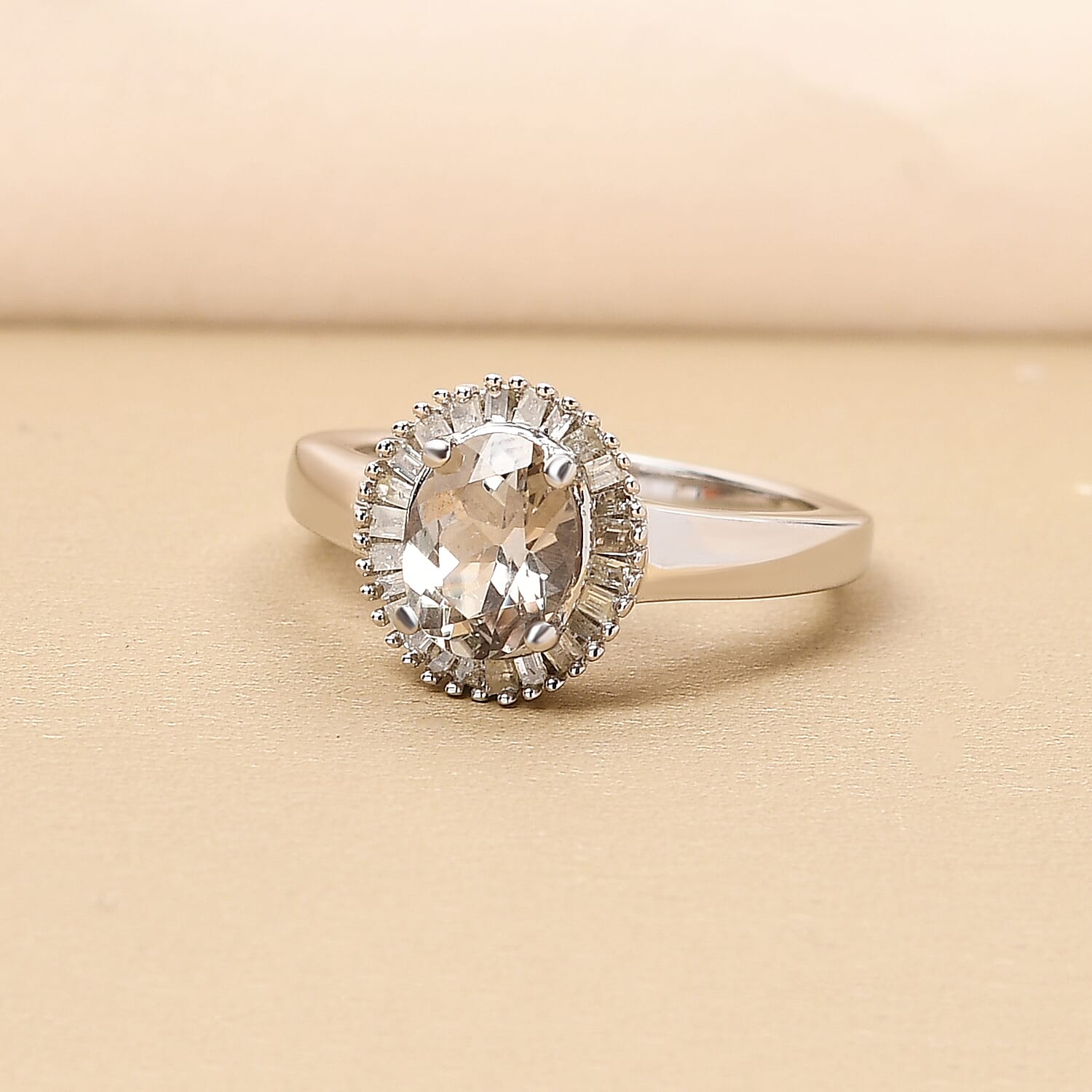 Turkizite and Diamond Ring in Platinum Overlay Sterling Silver 1.56 Ct.
