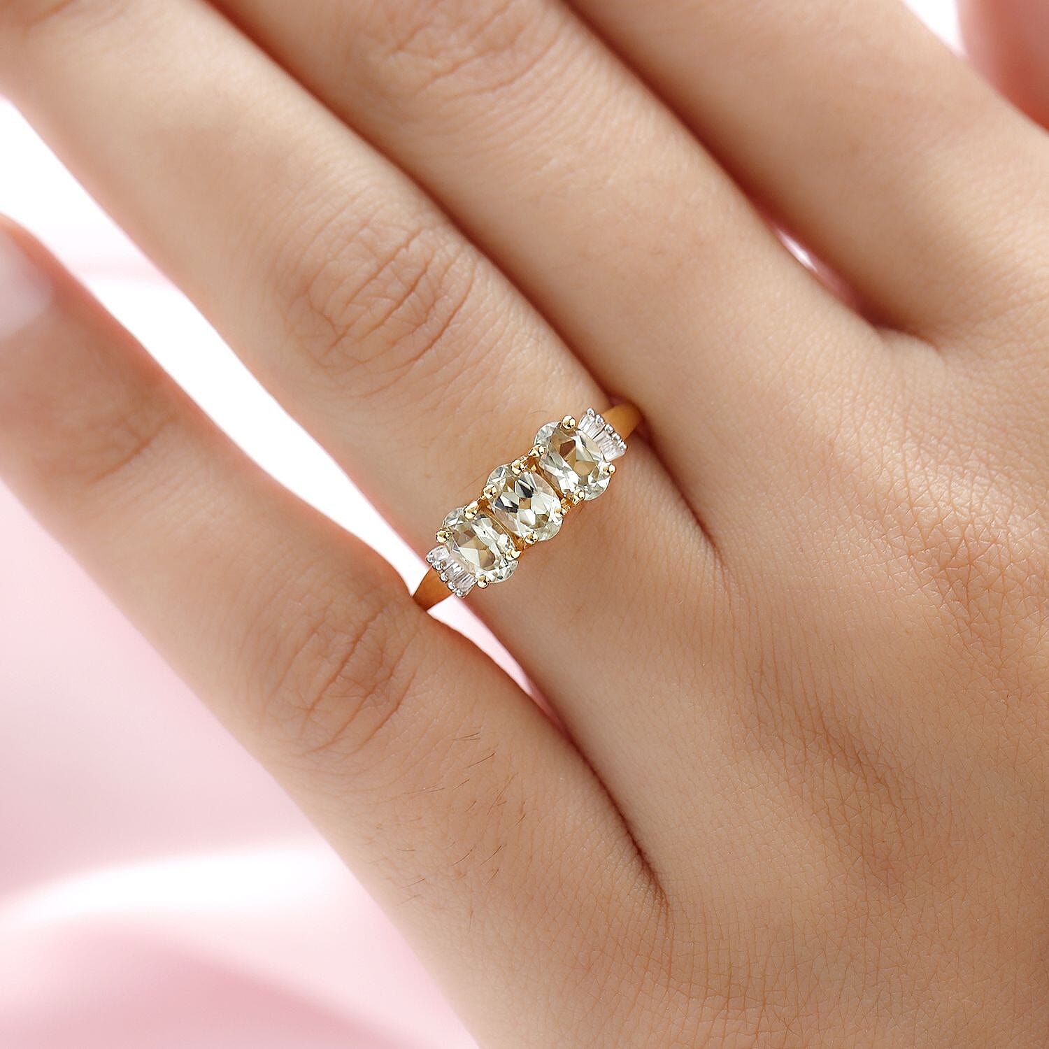 Turkizite and Diamond Ring in Yellow Gold Vermeil Plated Sterling Silver 1.46 Ct.