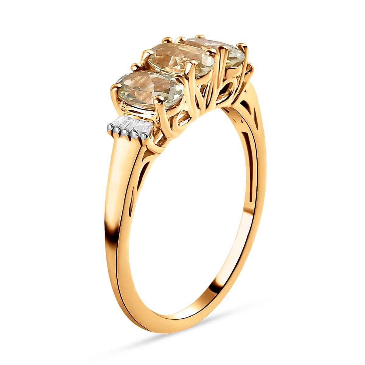 Turkizite and Diamond Ring in Yellow Gold Vermeil Plated Sterling Silver 1.46 Ct.